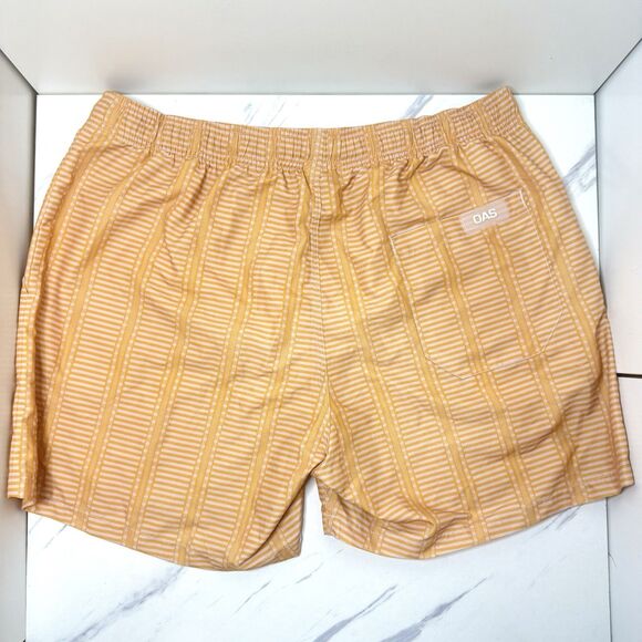 EUC OAS Golden Striped Swim Trunks Retro Sunset Scandinavian Beach Shorts XXL - Picture 7 of 8
